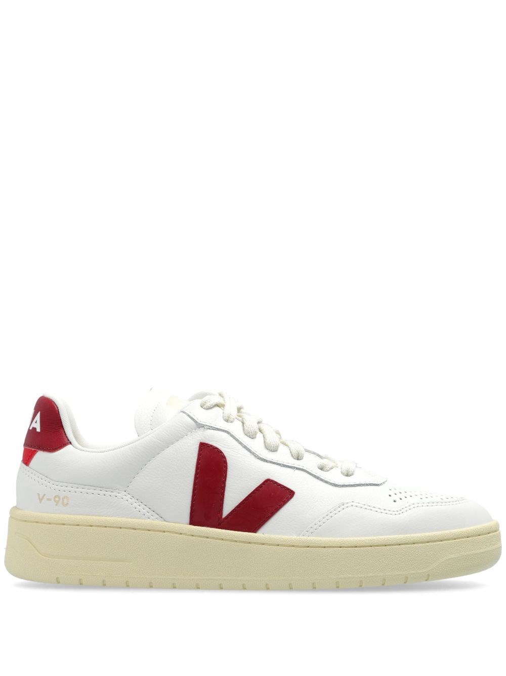 Veja Sneakers V-10 In White And Marsala Leather