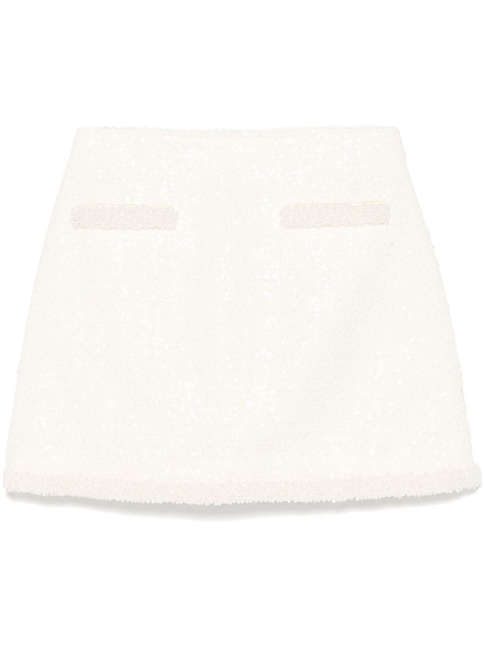 Self-portrait Bouclé Pearl Trim Mini Skirt