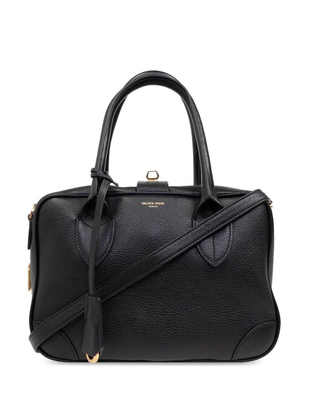 Golden Goose Life Black Sheepskin Bag And Gold Details