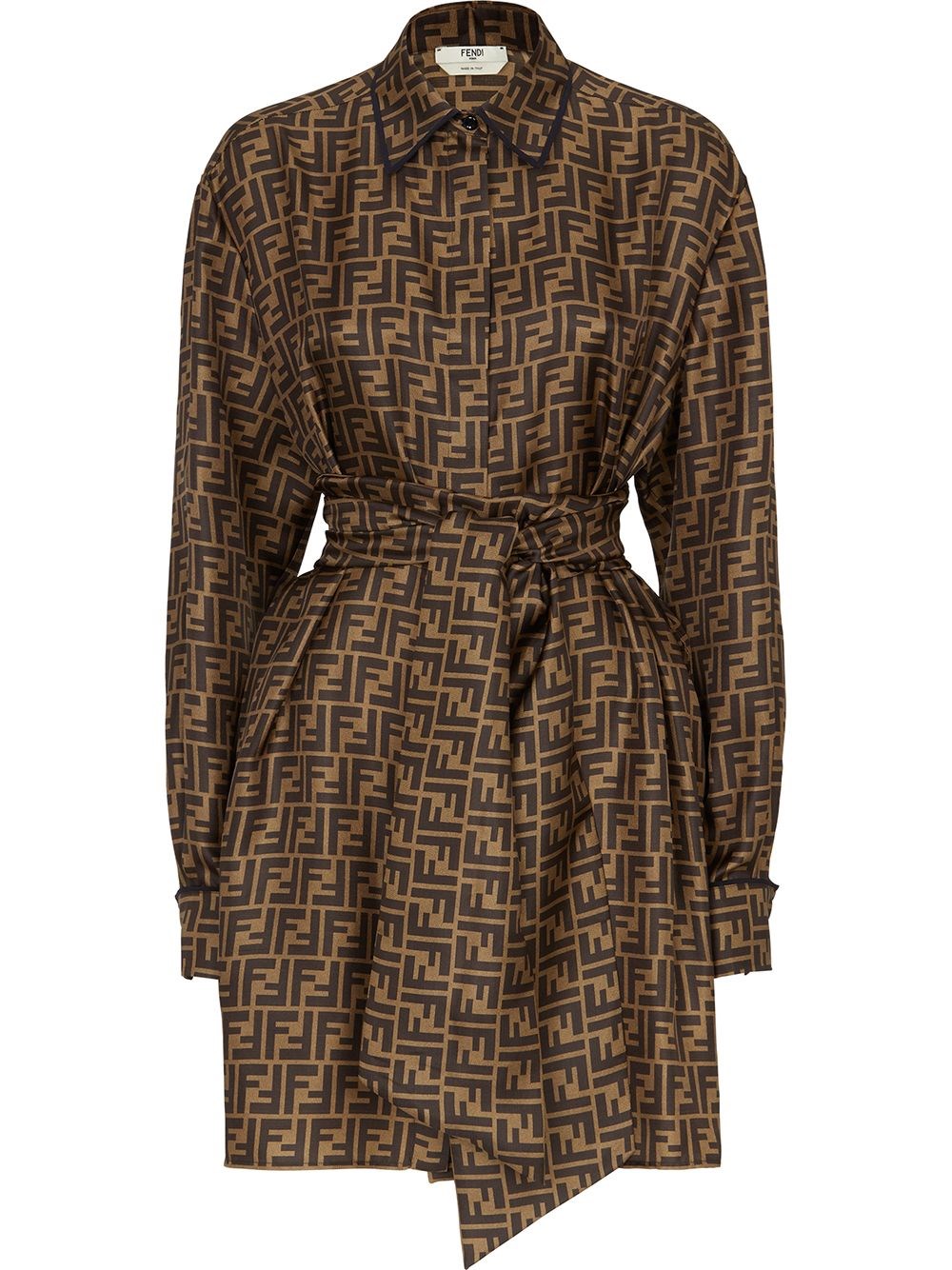 Fendi Donna Marrone Abito In Twill Taglia 40 It