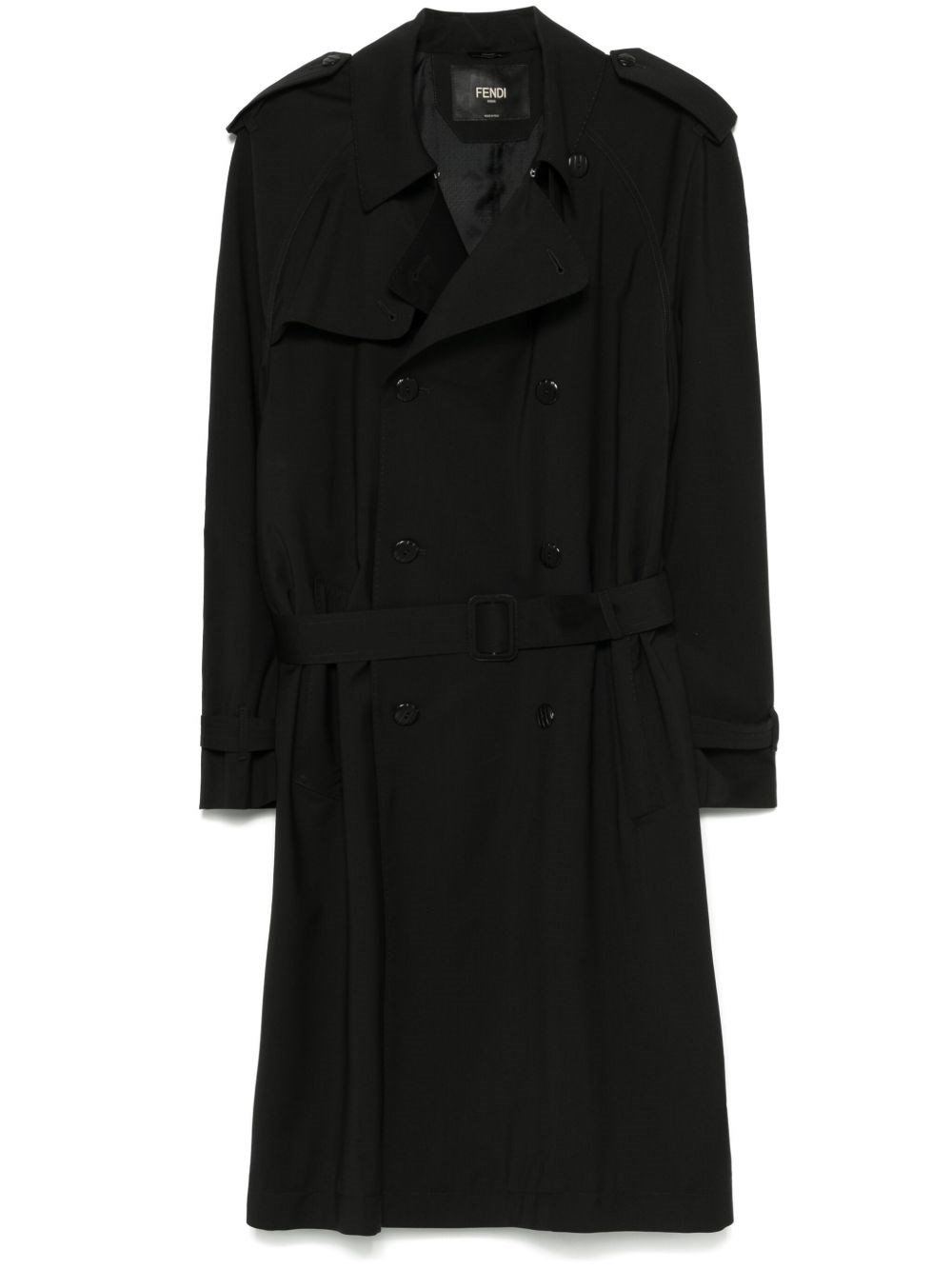 Fendi Uomo Nero Trench Con Cintura Taglia 48 It