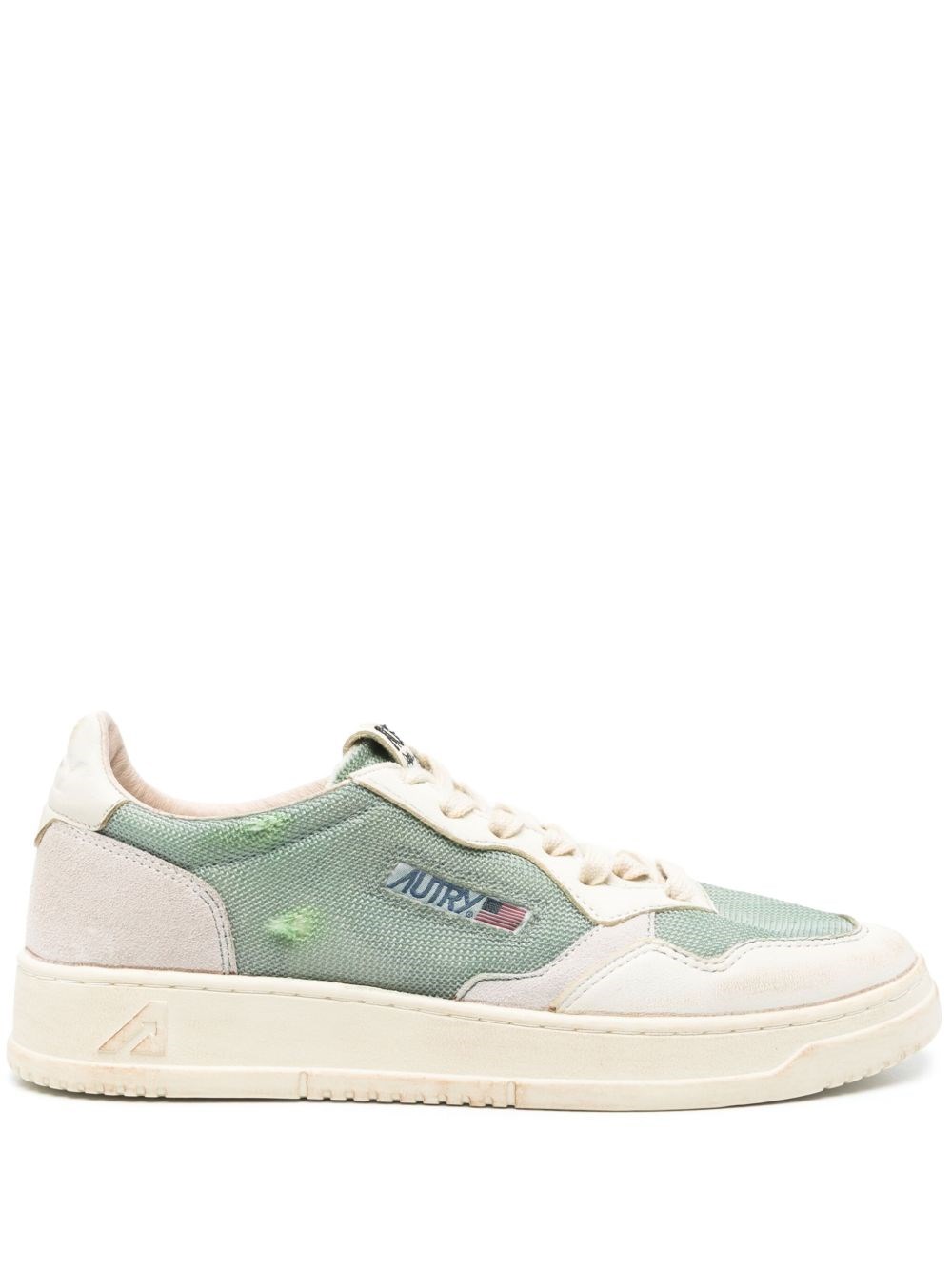 Autry Leather Perforated Toe Low Top Sneakers In Green