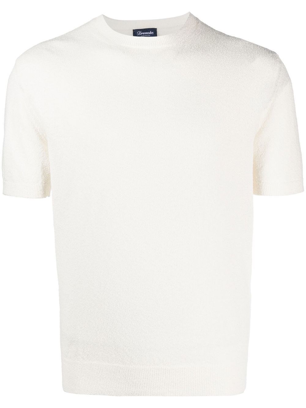 Drumohr Textured Short-sleeve Top With Classic Crew Neckline