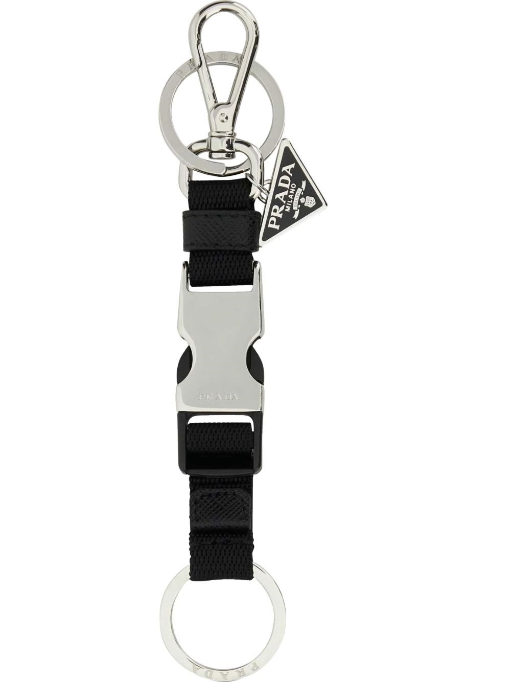 Prada Black Keychain With Snap Buckle Men