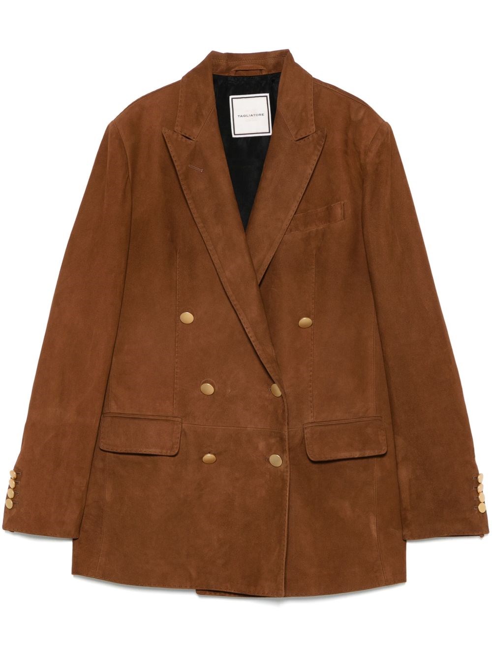 Tagliatore Cognac Tailored Lamb Leather Jacket With Gold-tone Buttons