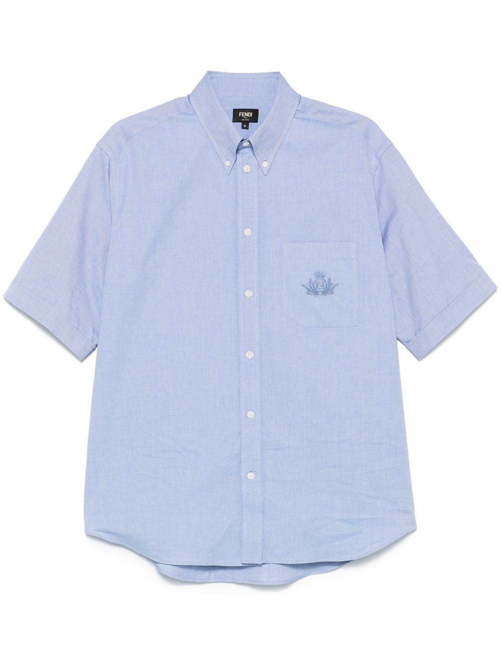 Fendi Uomo Blu Camicia In Oxford Azzurro Medio