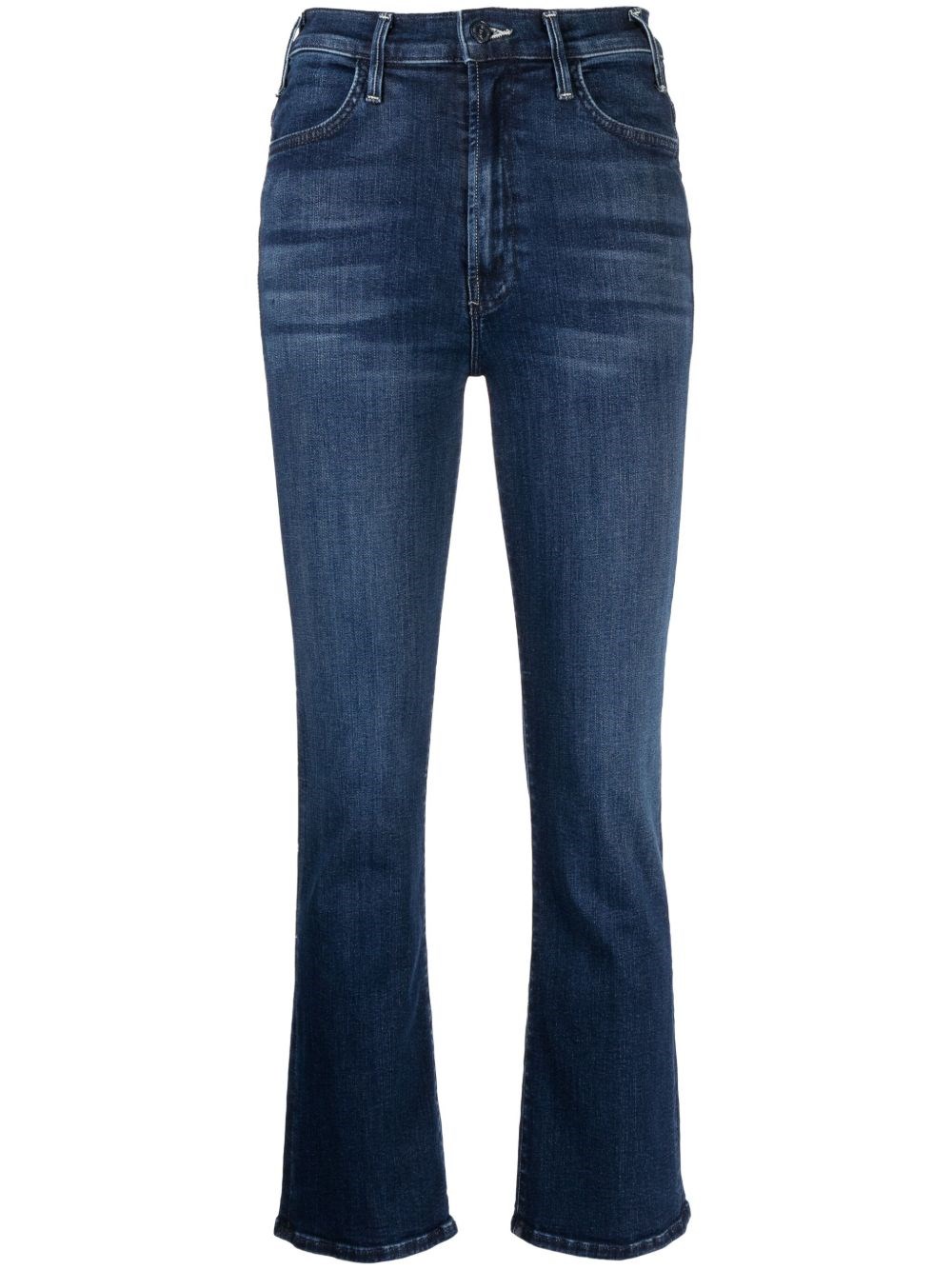 Mother The Hustler Flared Crop Jeans In Blue
