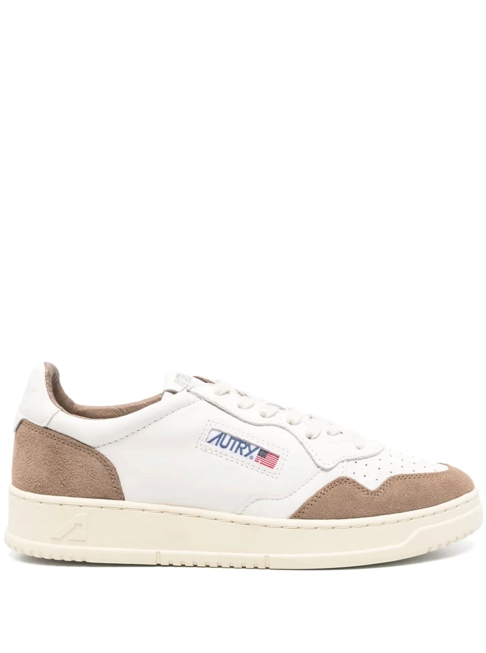 Autry Low Sneaker With Contrast Panels And Perforated Detailing In White