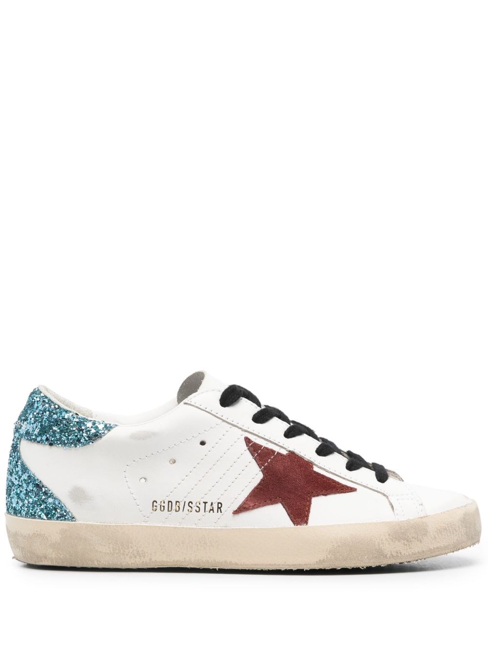 Golden Goose Round Toe Sneakers With Glitter Heel In White