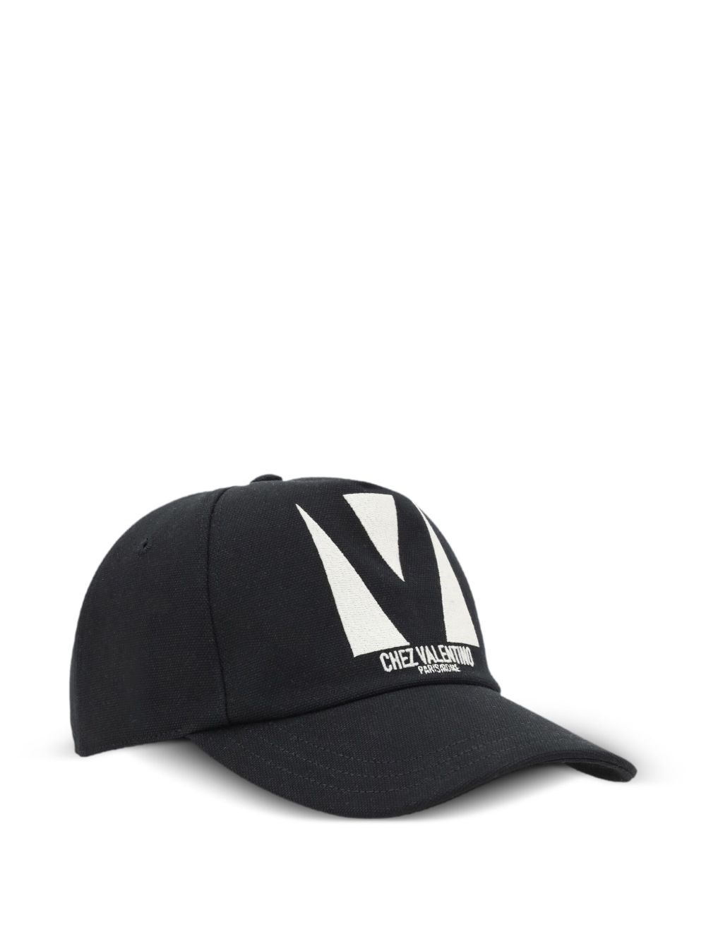 Valentino Garavani Cotton Baseball Cap With Embroidery And Curved Brim In Black
