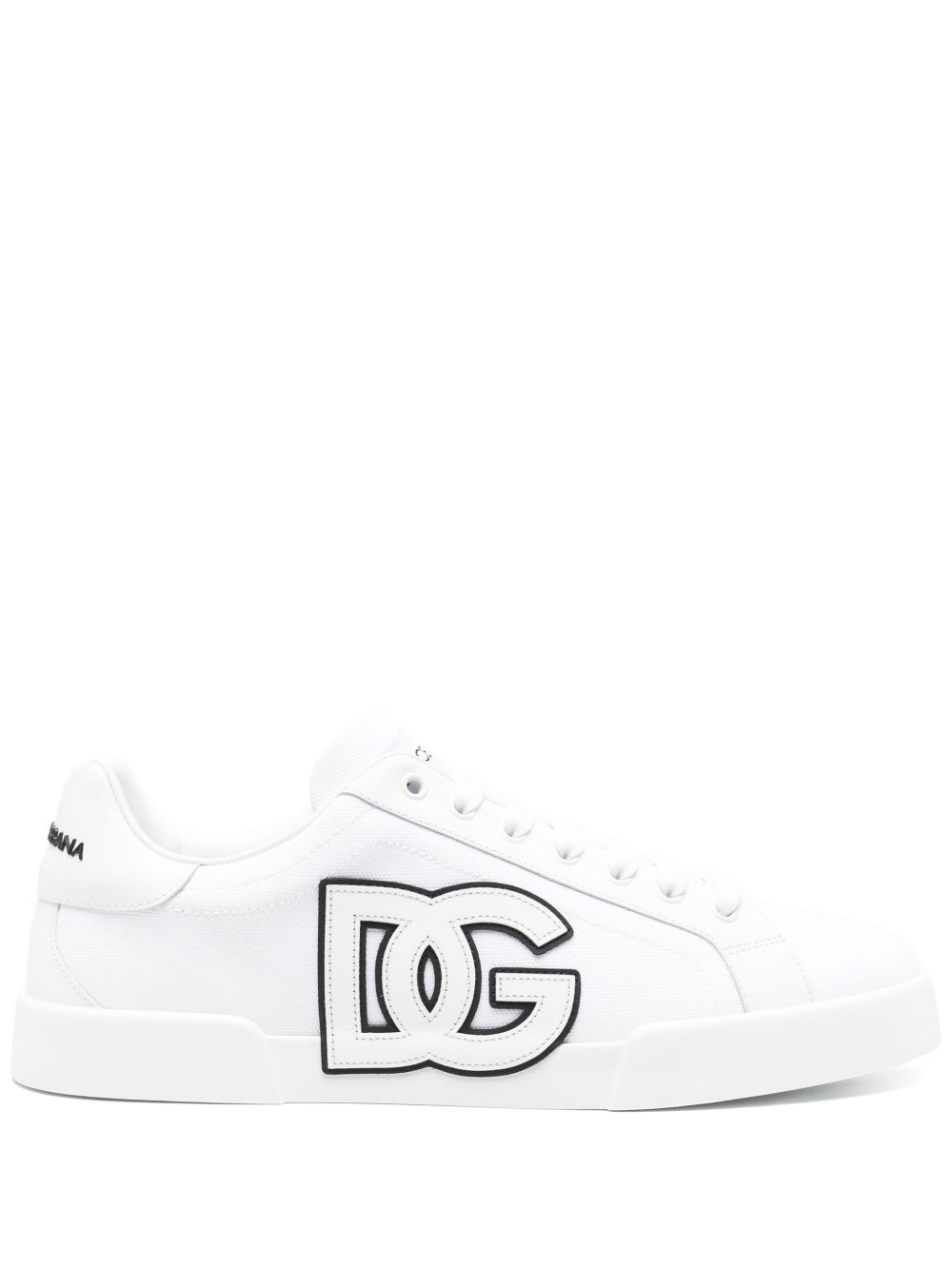 Dolce & Gabbana Portofino Low-top Sneaker In Canvas And Nappa Calfskin In Multi
