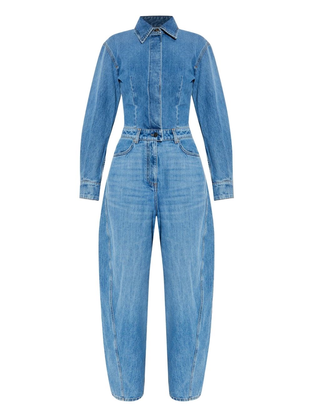 Givenchy Denim Jumpsuit With Shirt Collar In Blue