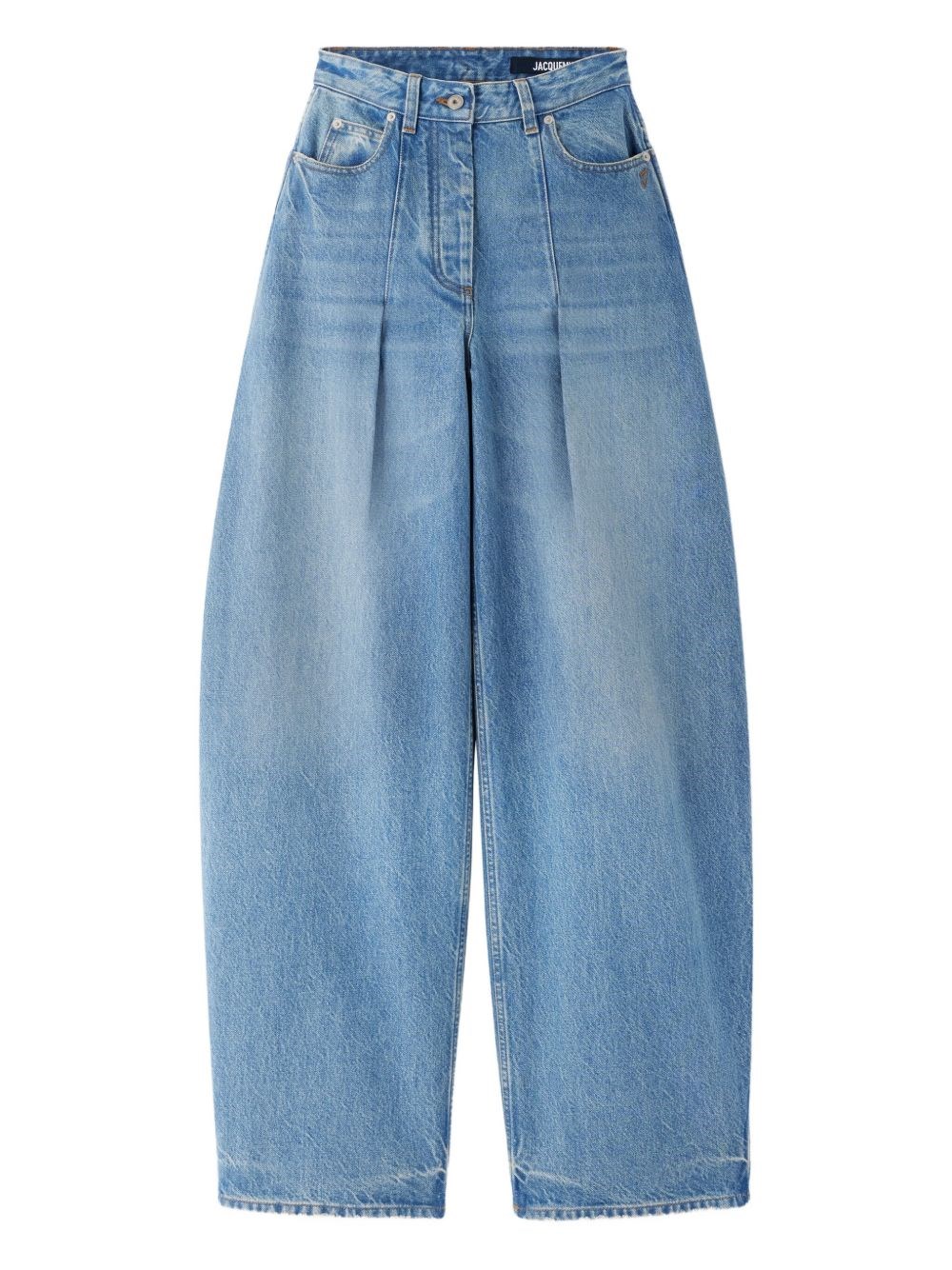 Jacquemus Jeans Le De-nîmes Ovalo With Pleats In Blue