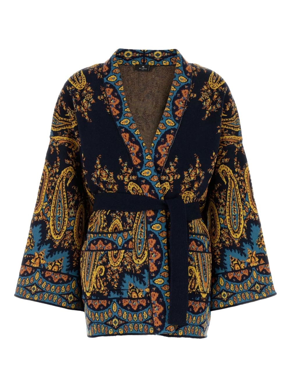 Etro Cape With Belt And Paisley Pattern In Multi