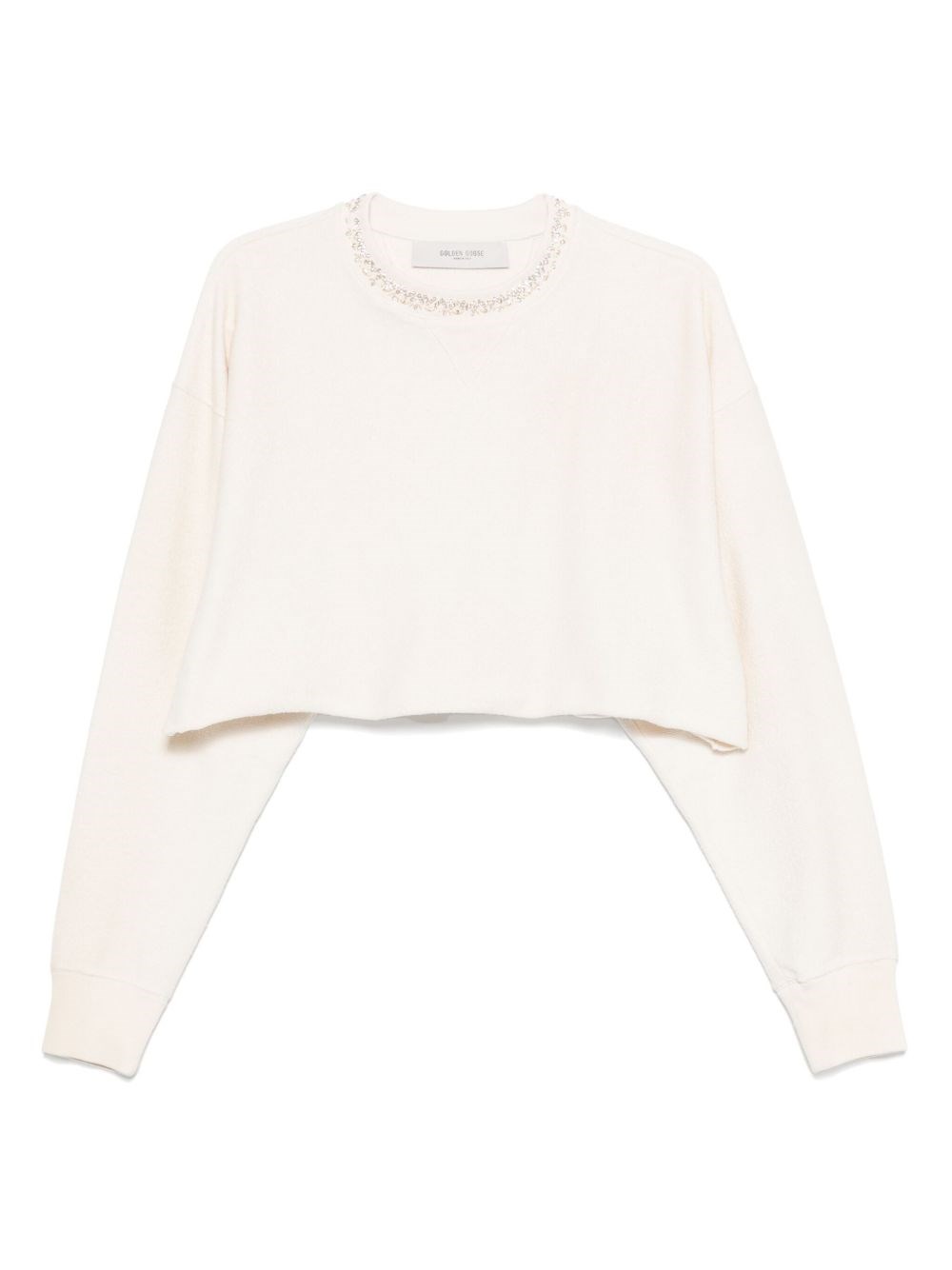 Golden Goose Crew Neck Fleece Embroidery Sweatshirt In White