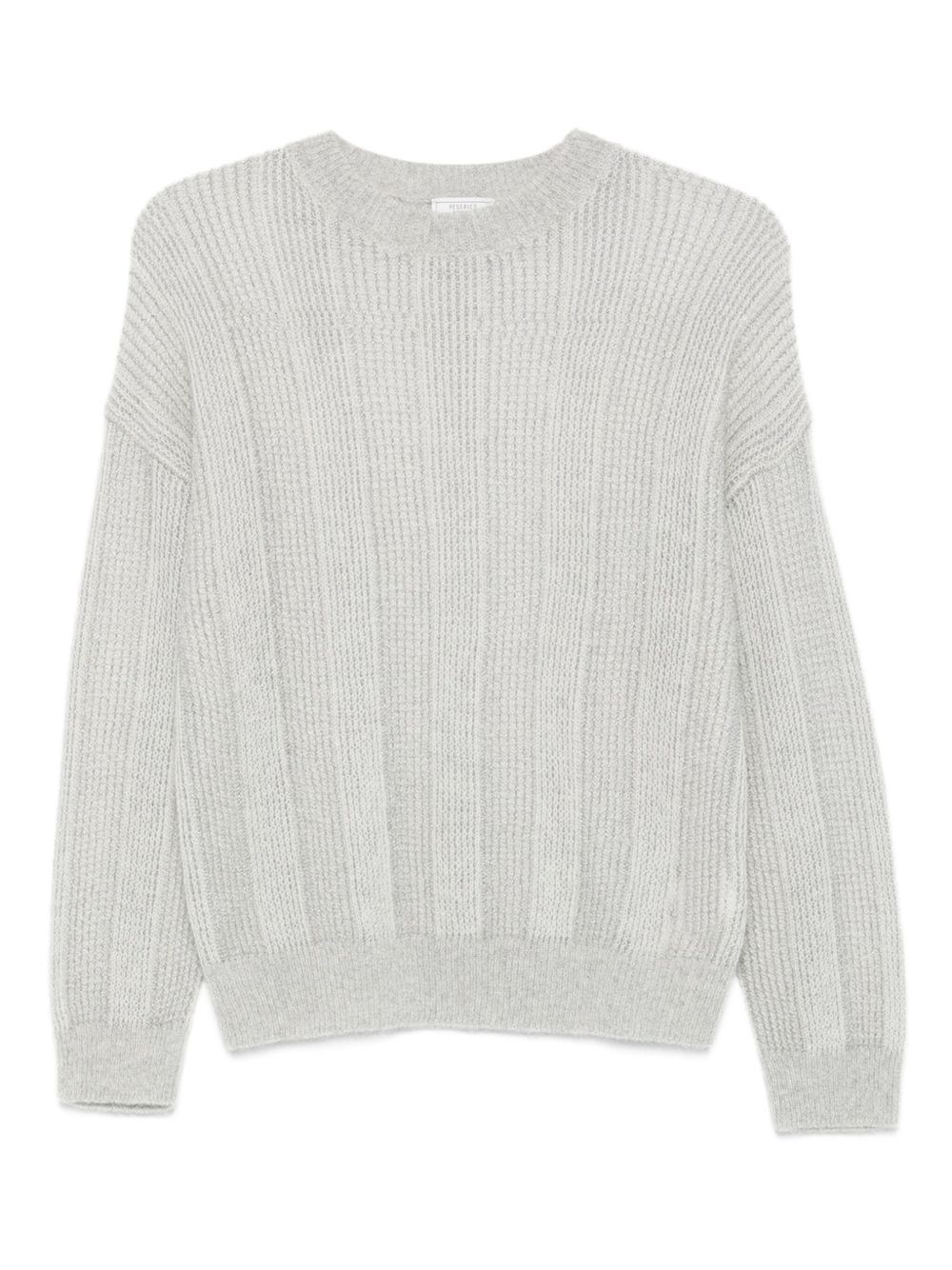 Peserico Ribbed Crew Neck Sweater In Gray