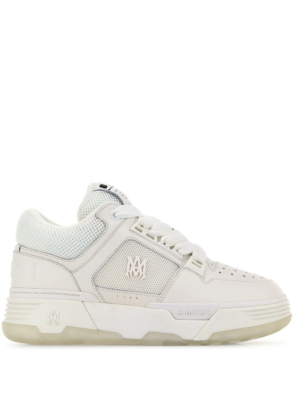 Amiri Two-tone Leather Skel Sneakers With Textured Finish In White