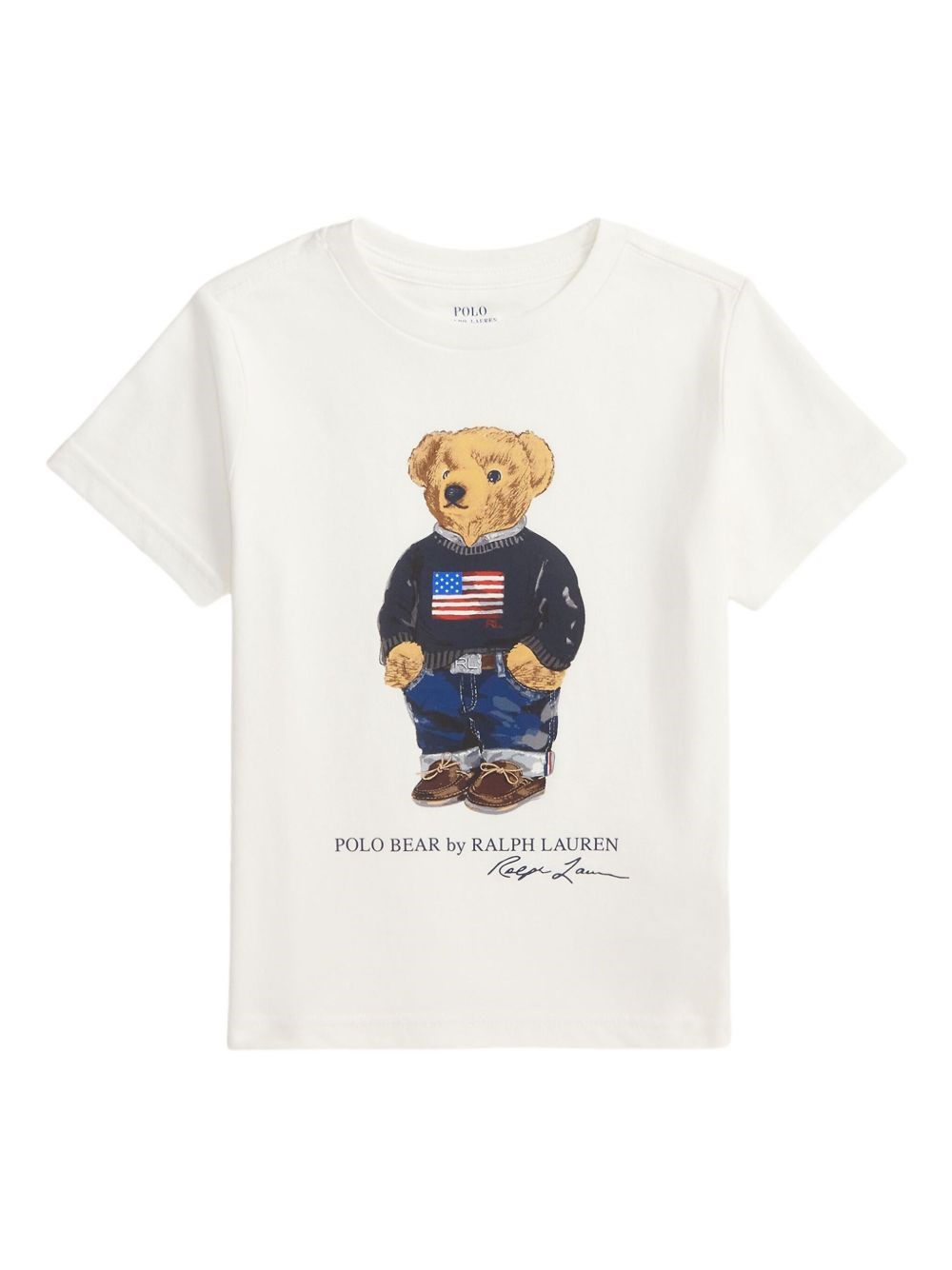 Polo Ralph Lauren Kids Ragazzo Bianco T-Shirt Polo Bear Giroco 6A