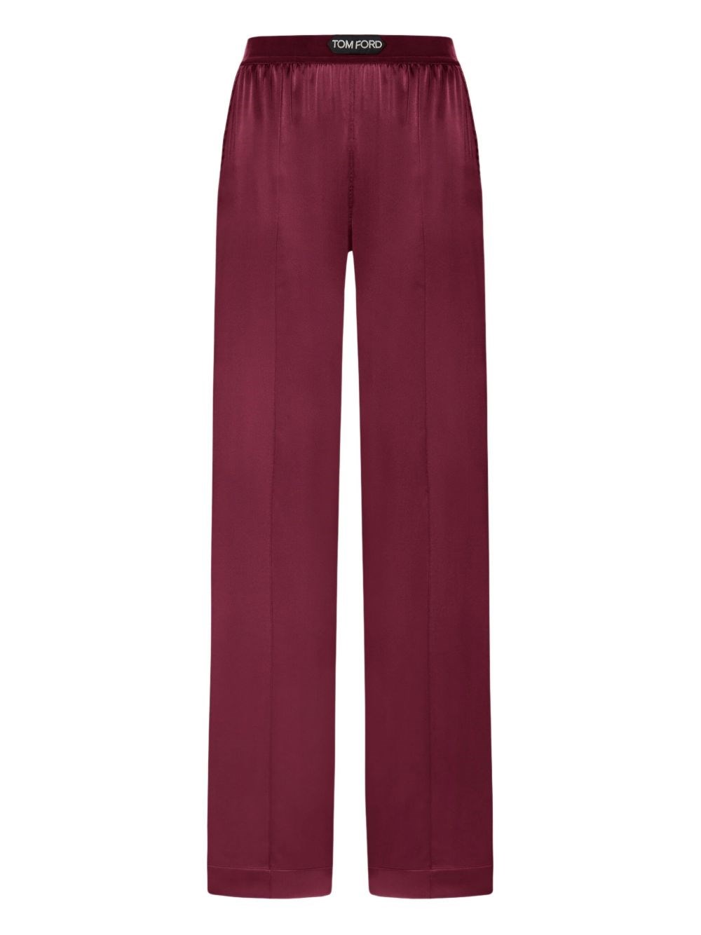 Tom Ford Fuchsia Pants With Elastic Waist With Logo Lettering In Silk Stretch Woman In Purple
