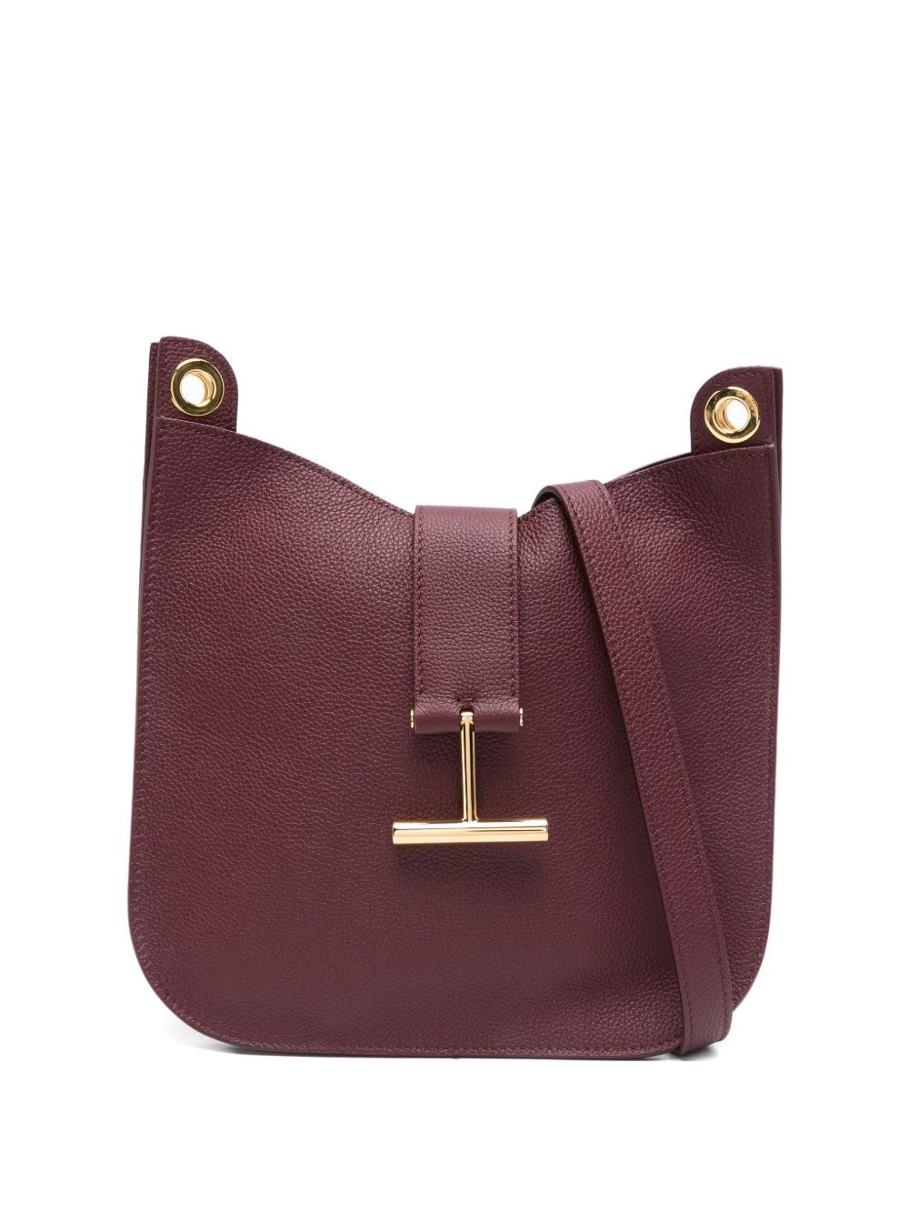 Tom Ford Small Leather T-bar Shoulder Bag In Burgundy