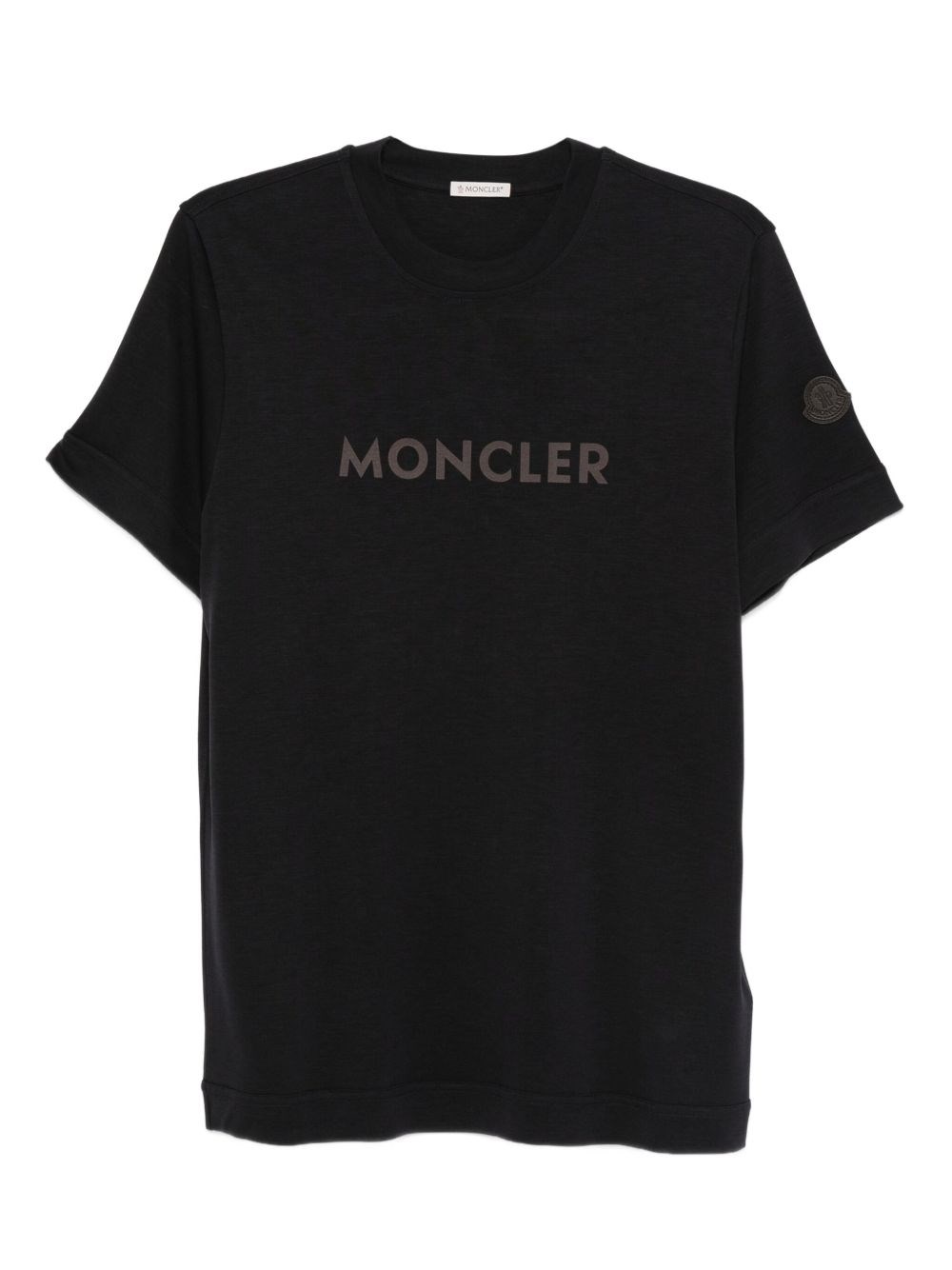 Moncler Lyocell T-shirt With Logo Print In Blue