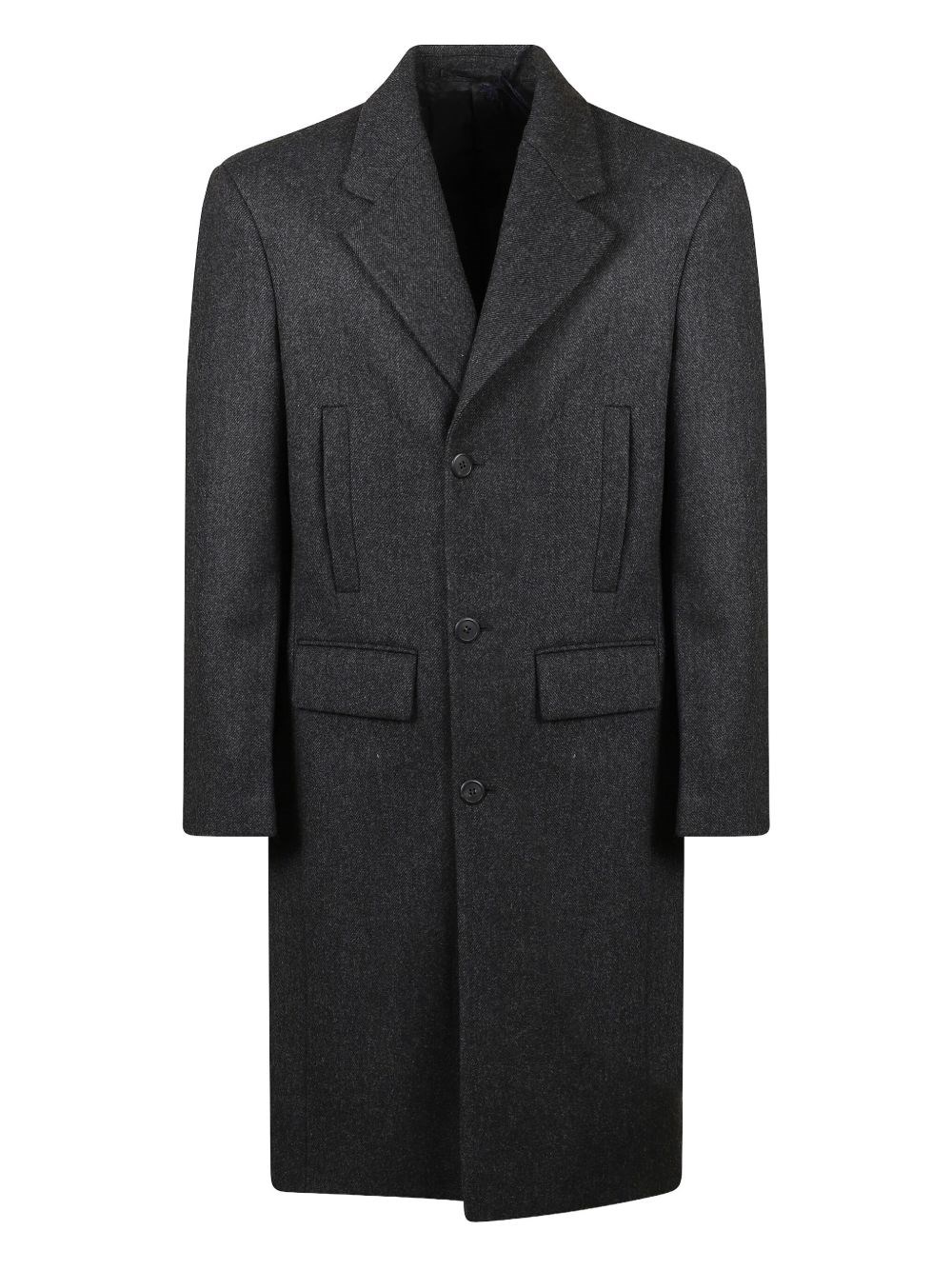 Prada Single-breasted Virgin Wool Coat In Gray