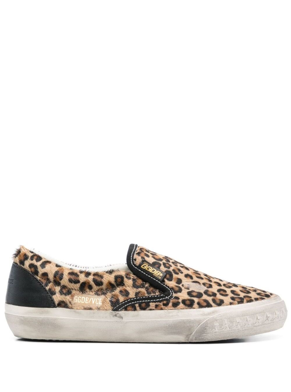 Golden Goose Brown Low Top Sneakers With Embossed Logo On The Heel And All-over Leopard Motif In Leather Woman In Multi