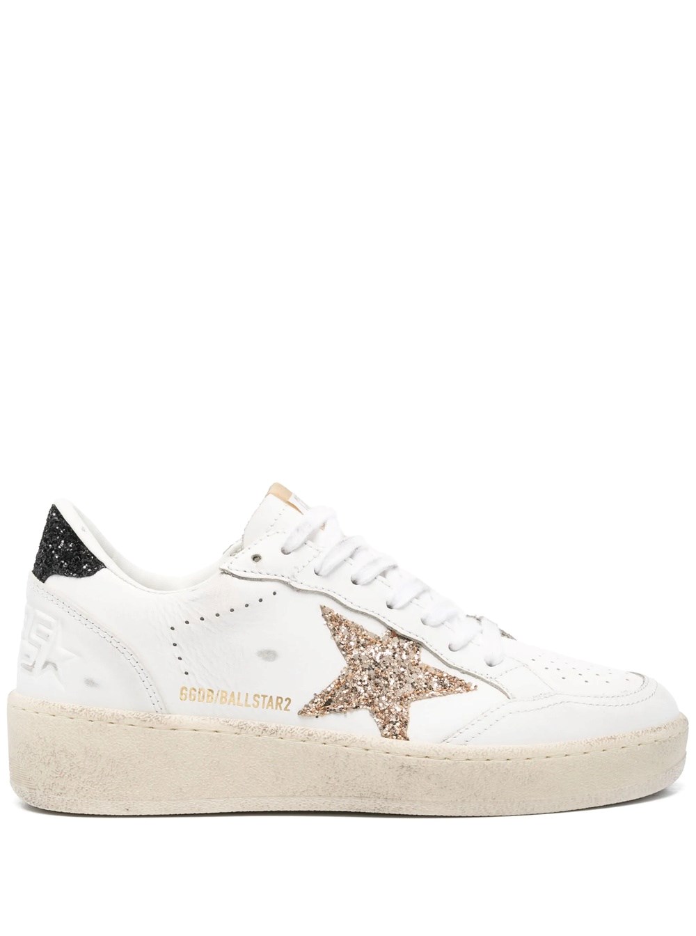Golden Goose Ballstar 2 Leather Upper And Spur Glitter Star And Heel In White
