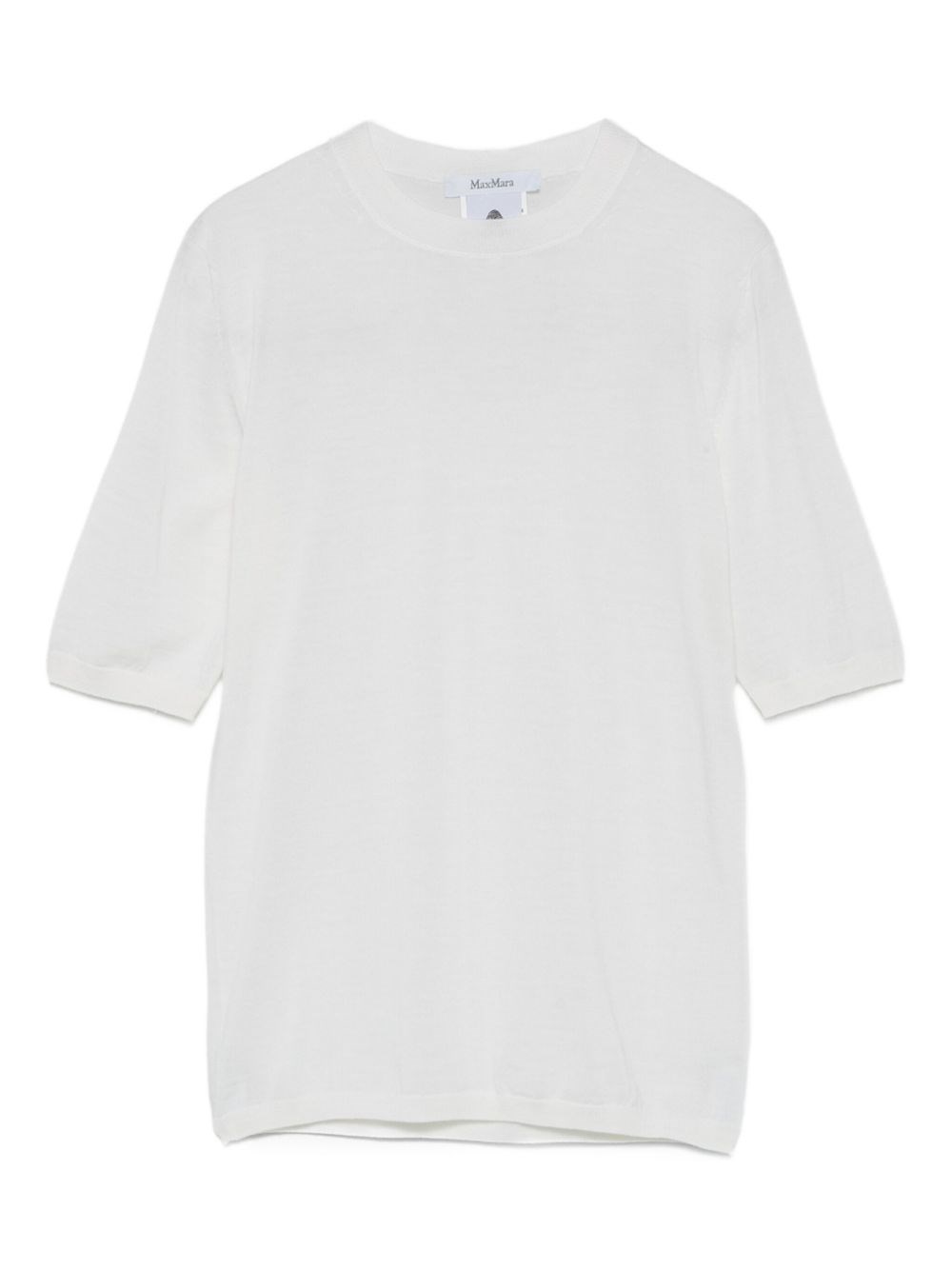 Max Mara Short Sleeve Wool Top In White