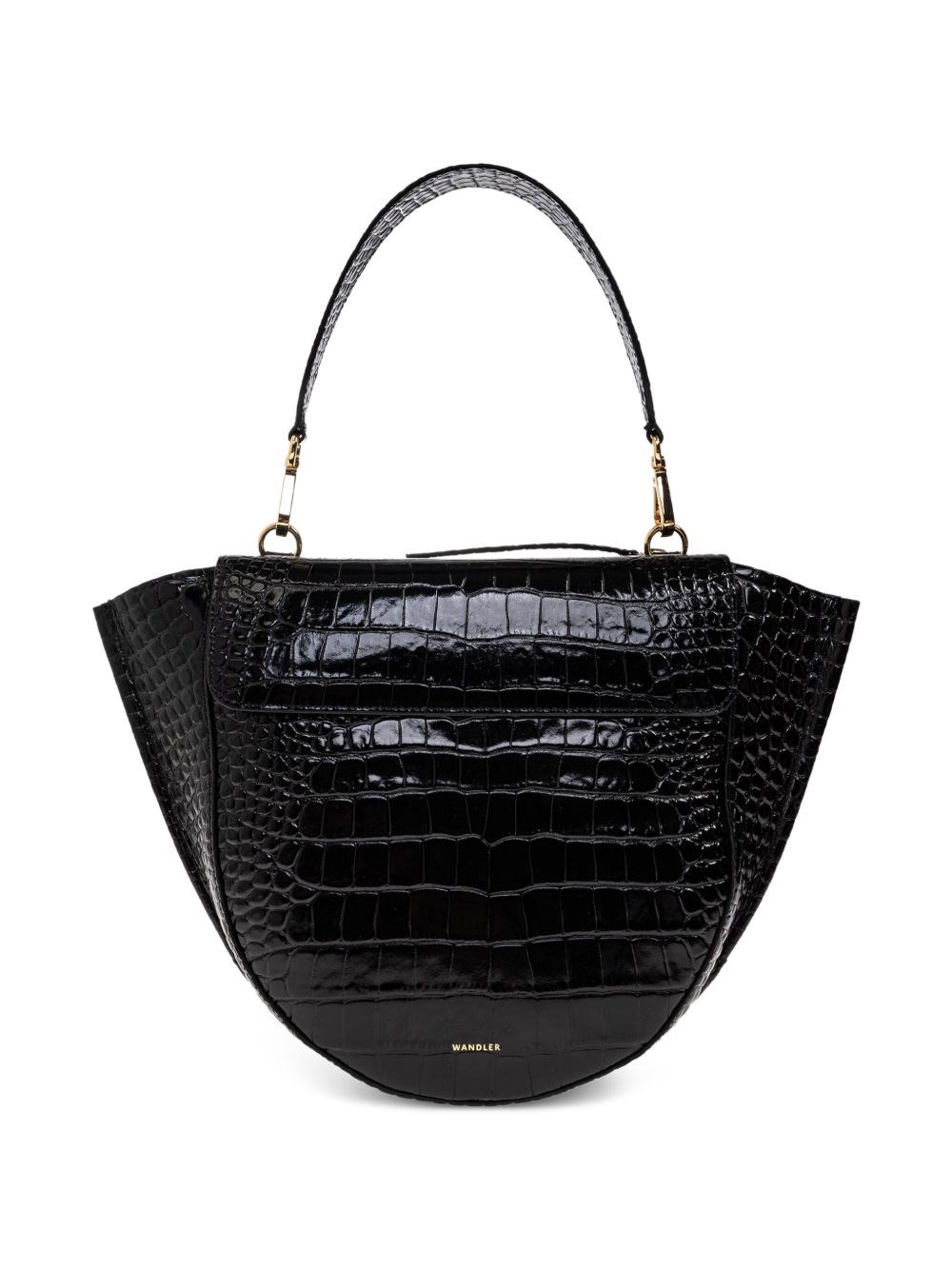 Wandler Mia Tote Bag With Crocodile Effect In Black