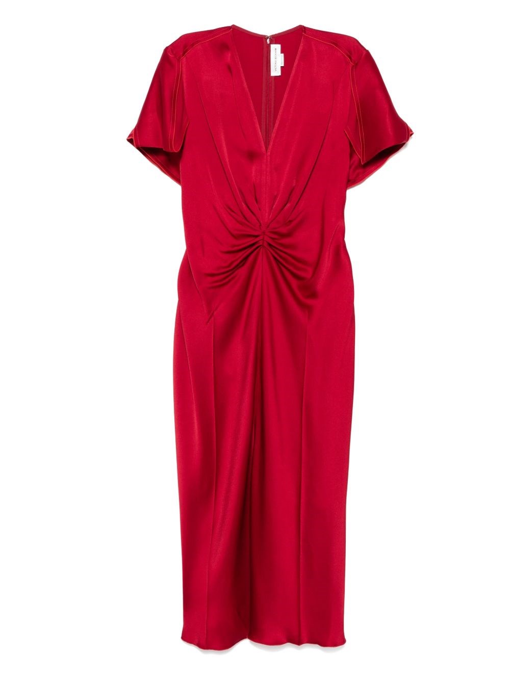 Victoria Beckham Midi Dress With Ruching Detail In Red