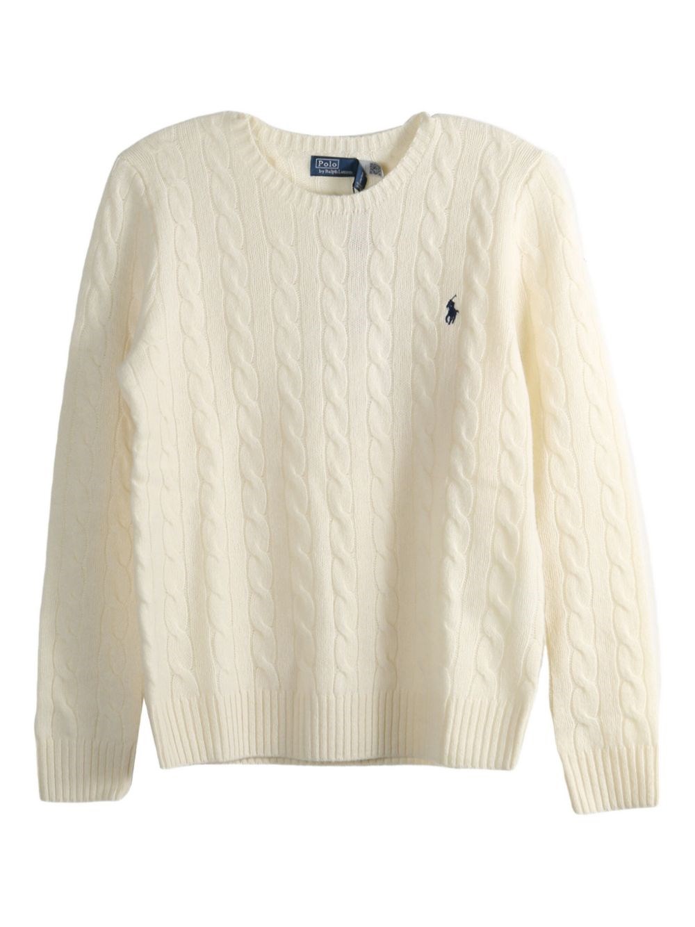 Polo Ralph Lauren Classic Cable Knit Sweater With Round Neckline And Ribbed Details In Brown