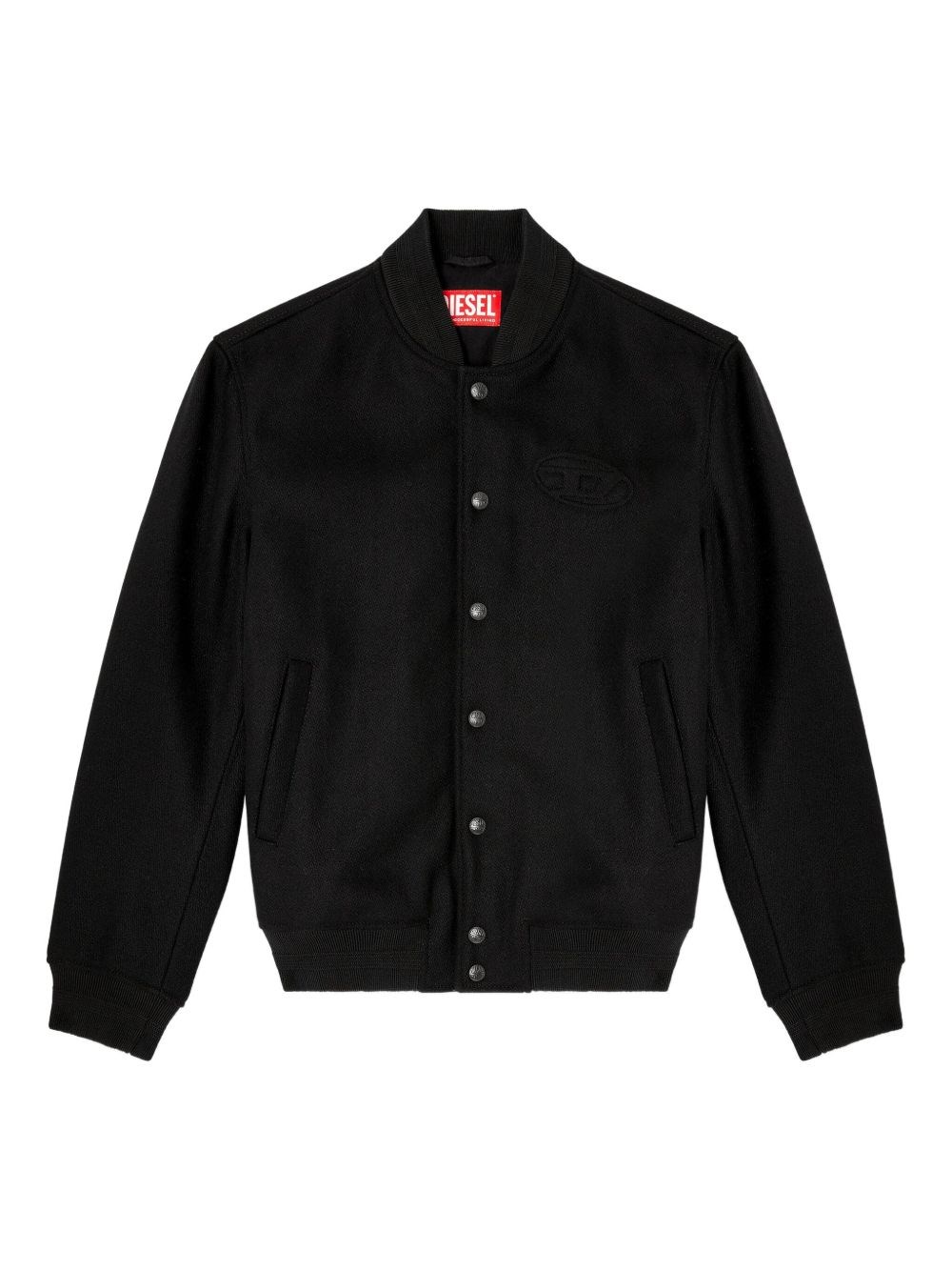 Diesel Bomber Jacket With Embroidered Logo In Black