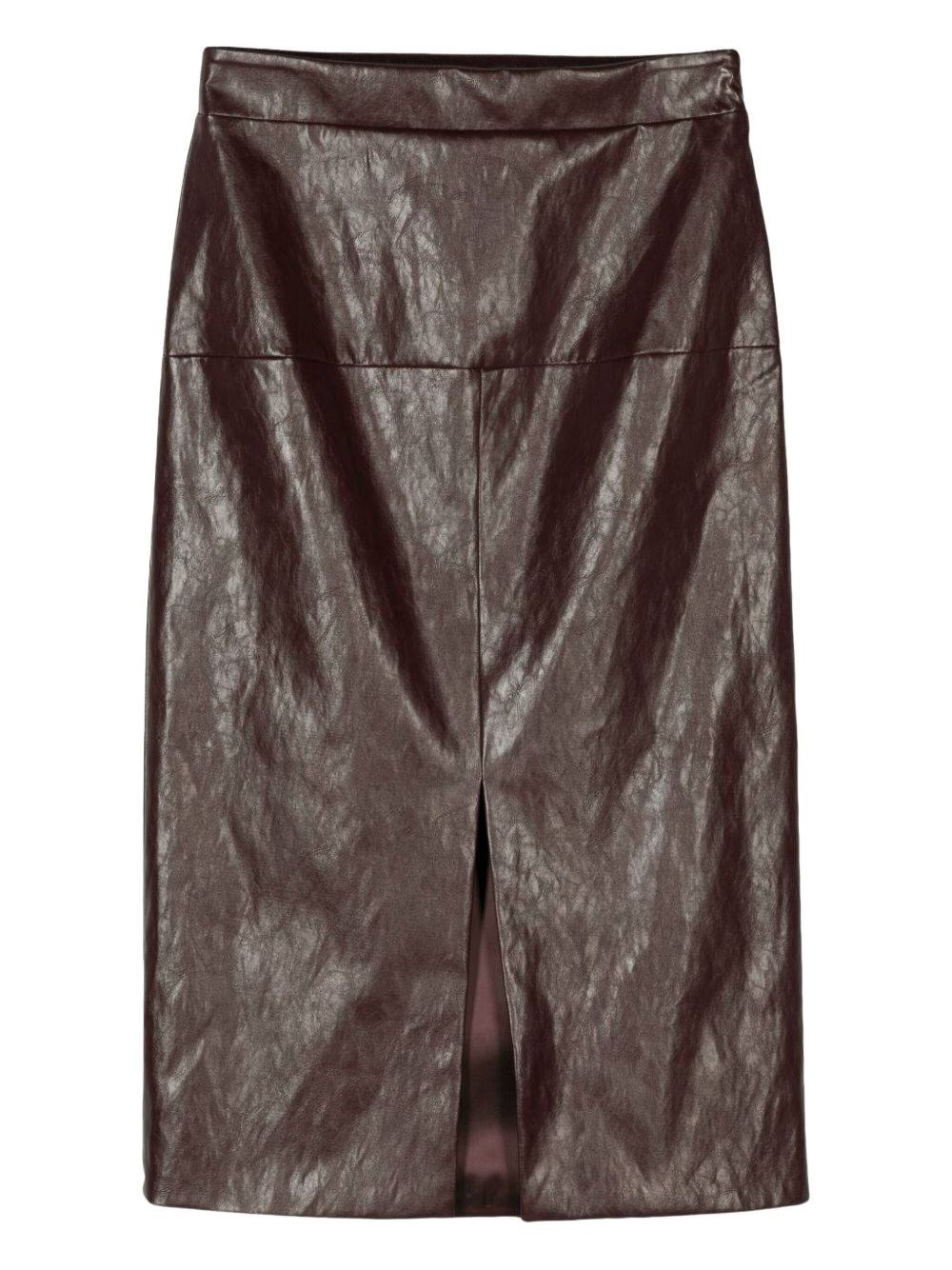 Federica Tosi Faux Leather Midi Skirt In Brown