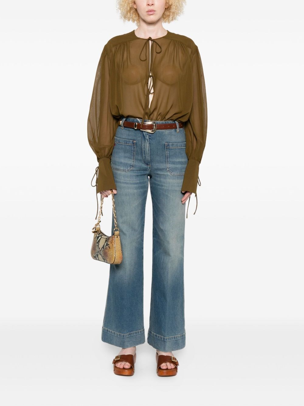 Victoria Beckham Wide Leg Jeans In Blue