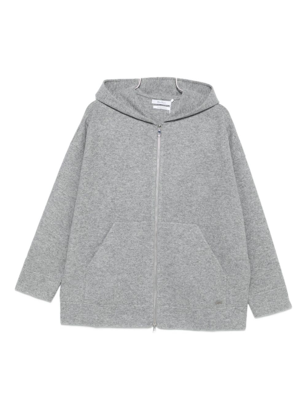 Max Mara Hoodie With Zip In Wool Blend In Gray