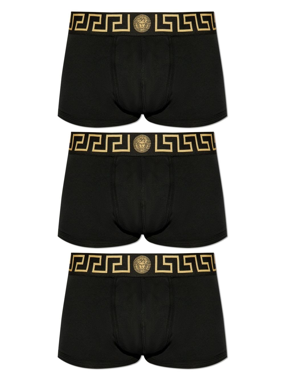 Versace Set Of 3 Boxers With Greca Border In Black