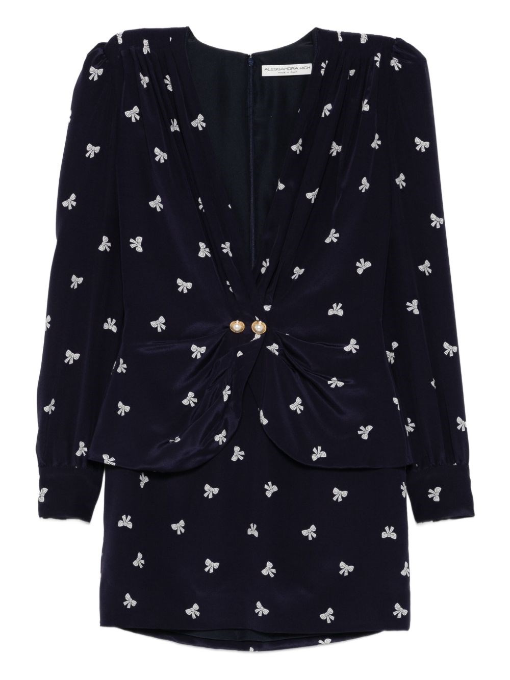 Alessandra Rich Short Printed Dress In Blue