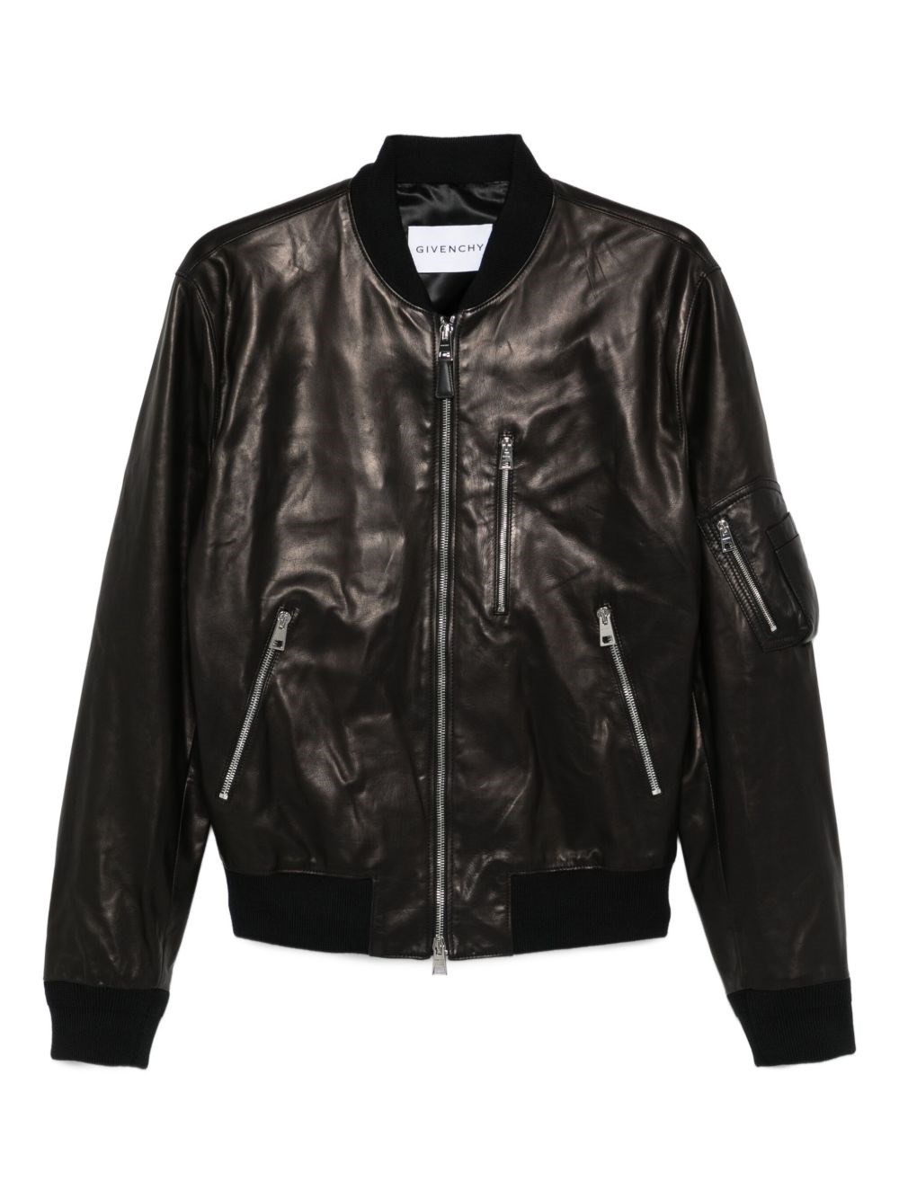 Givenchy Zip-up Leather Bomber Jacket In Black