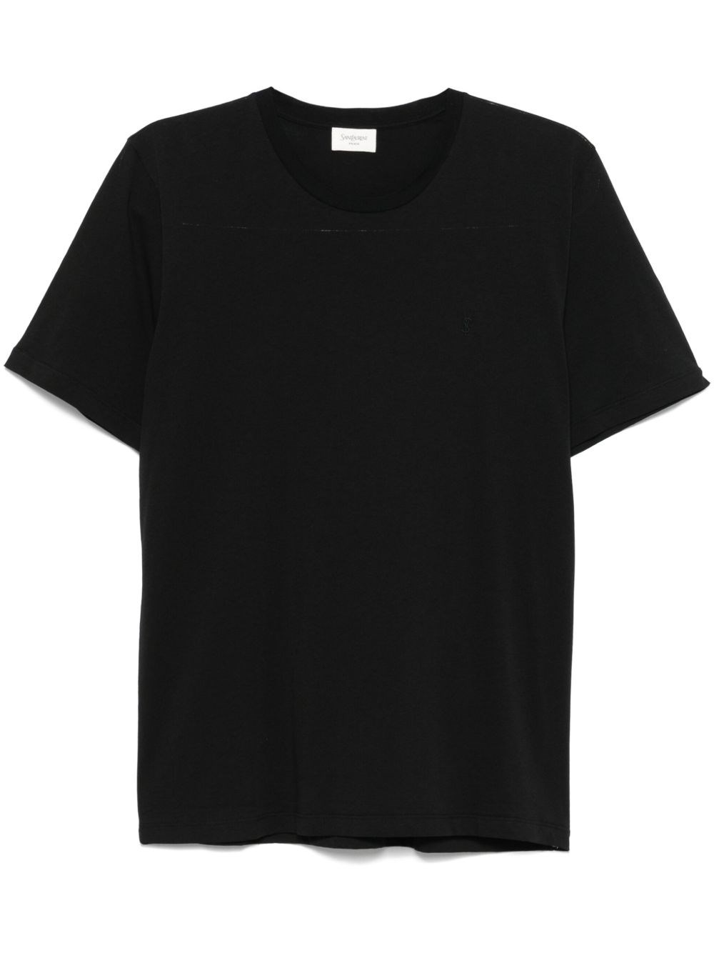 Saint Laurent Cassandre Embroidery Cotton T-shirt In Black