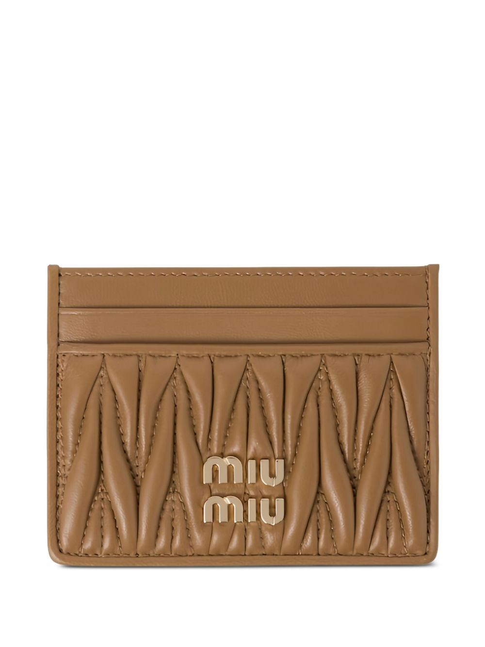 Miu Miu Quilted Leather Card Holder Light Beige In Brown