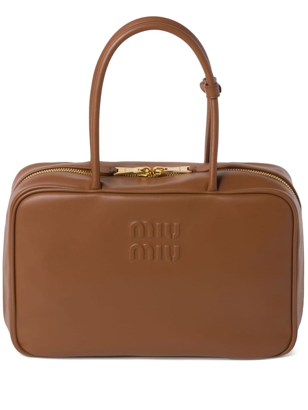 Miu Miu Beau Leather Tote Bag In Brown
