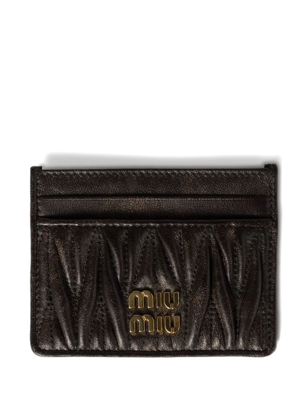 Miu Miu Quilted Leather Card Holder In Brown