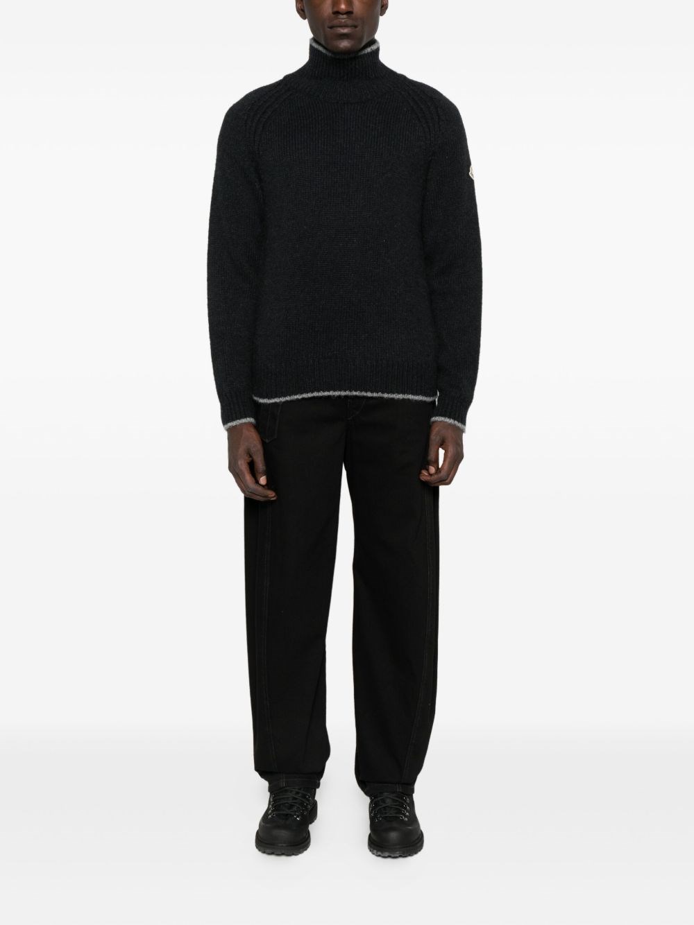 Moncler Ribbed High Neck Sweater In Black