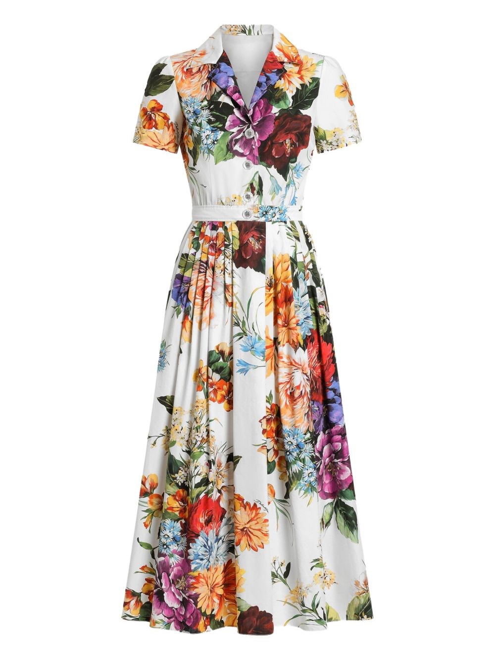 Dolce & Gabbana Midi Dress With A Floral Bouquet Print In Multi