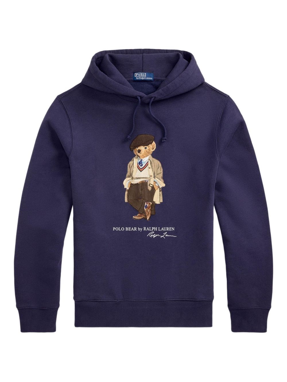 Polo Ralph Lauren Navy Graphic Bear Hoodie With Drawstring In Blue