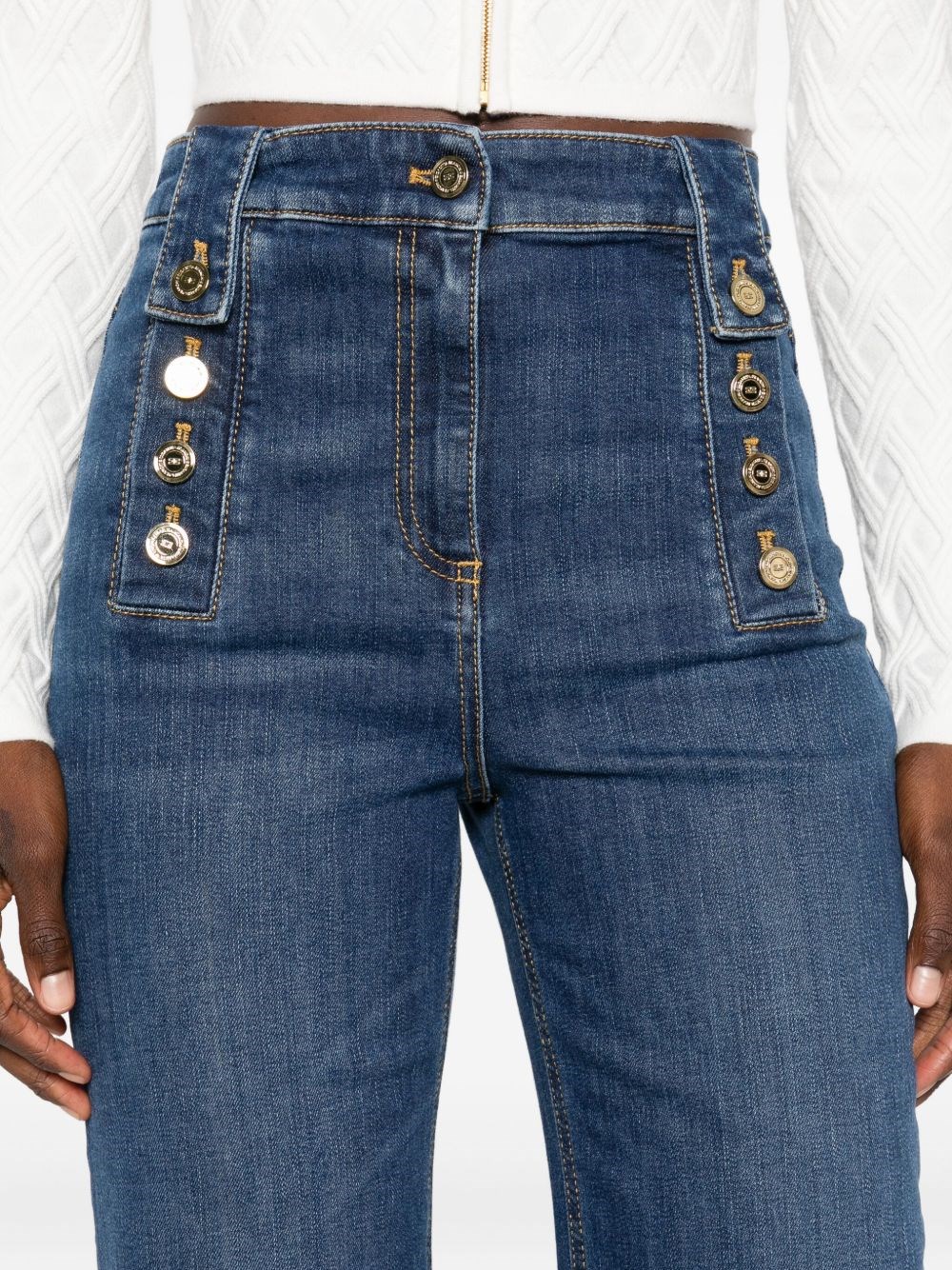Elisabetta Franchi Denim Trousers In Blue
