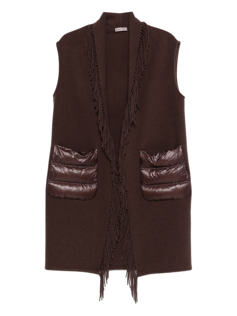 Herno Beige Warmy And Nylon Waistcoat In Brown