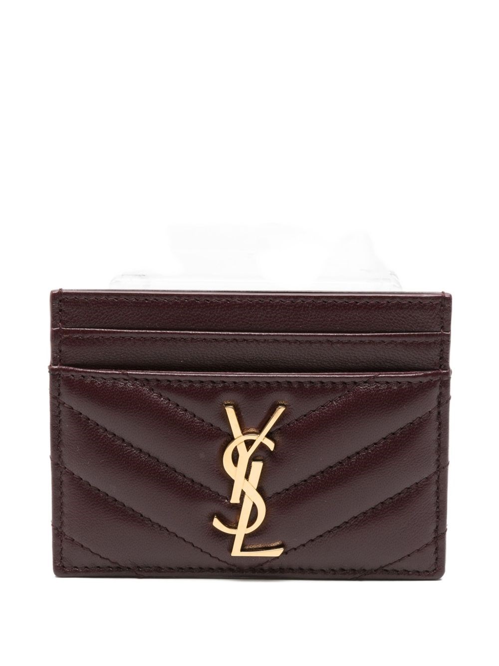 Saint Laurent Credit Card Holder In Burgundy