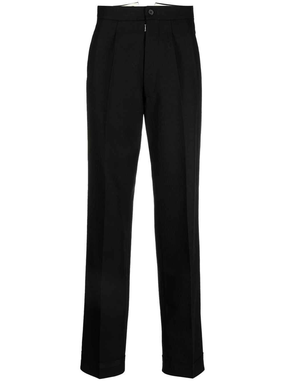 Maison Margiela Tailored High-waist Trousers With Classic Button Closure In Black